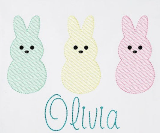 Girls Easter Shirt/Easter Bunny/Monogram Shirt/Easter Personalized Shirt/First Easter Shirt/chain Stitch/Baby Easter Outfit/Peeps