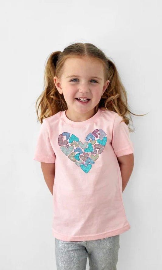 Heart full of hearts embroidery kids shirt 