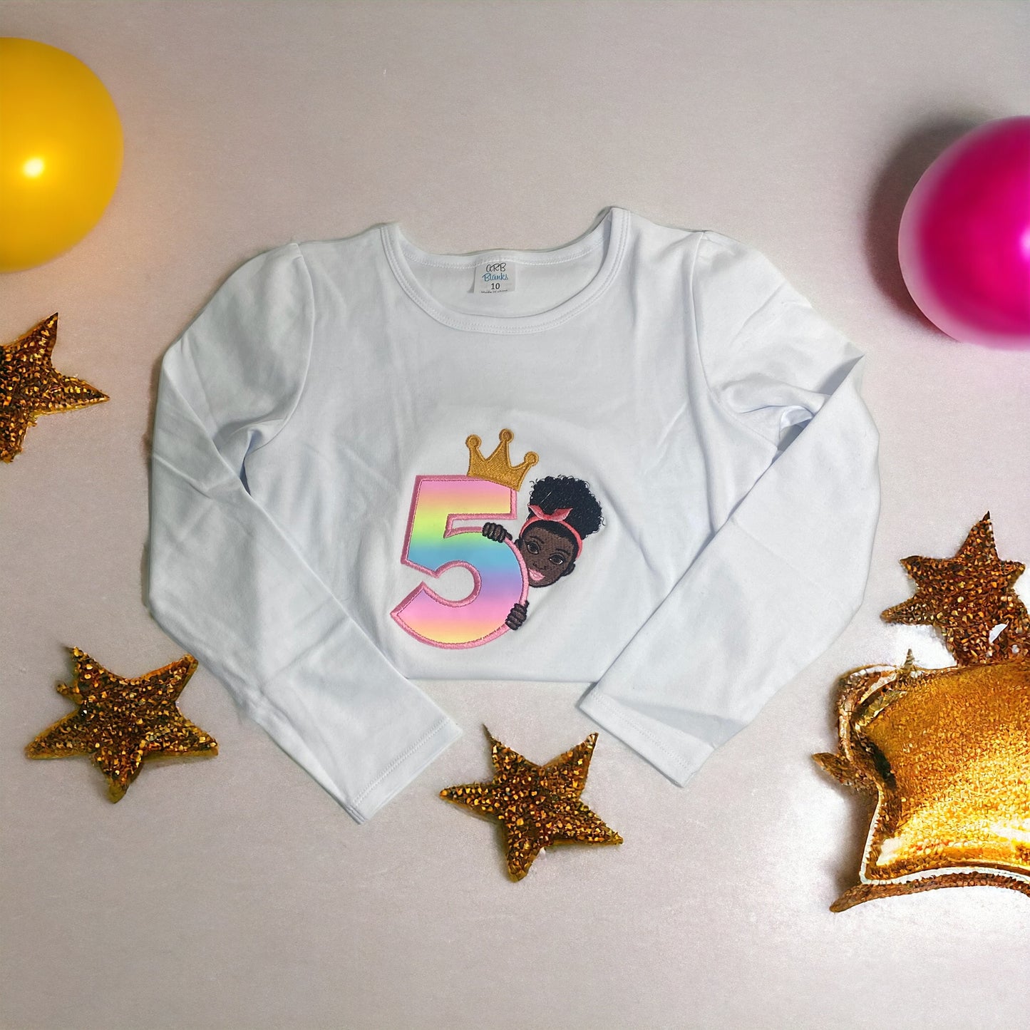 Custom kids Embroidered Birthday shirt /Princess Themed/Girls Birthday Shirt/Personalized Name and Age Number