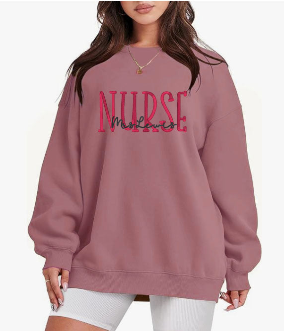 Custom career title with last name embroidered sweatshirt