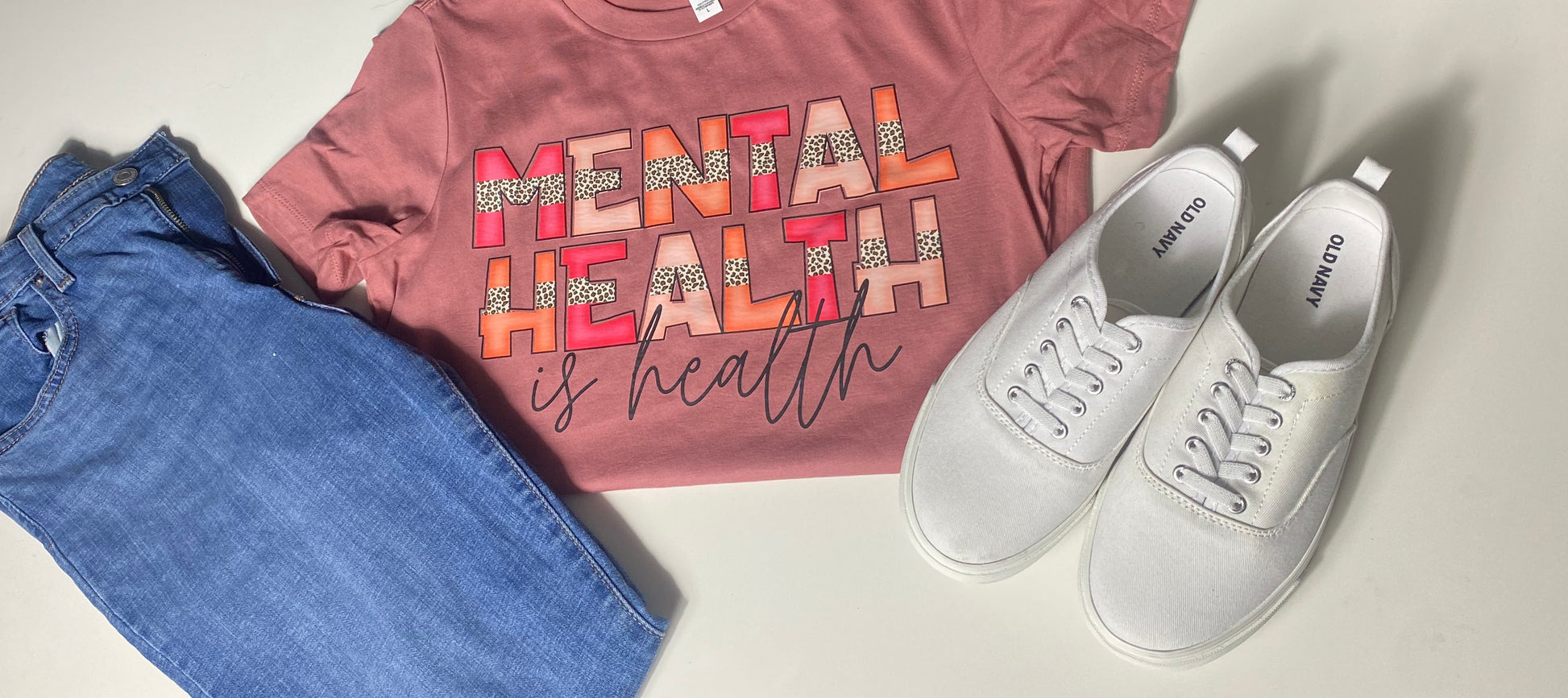 Mauve mental health is health printed t shirt 